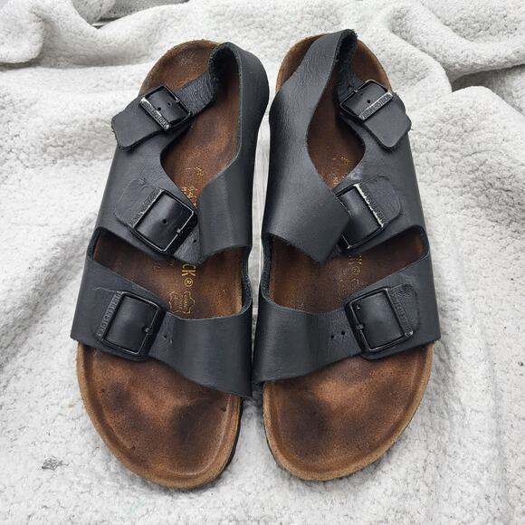 Birkenstock Milano Black Nubuck Oiled Leather Mens Size 44 US 11-11.5 main image 5